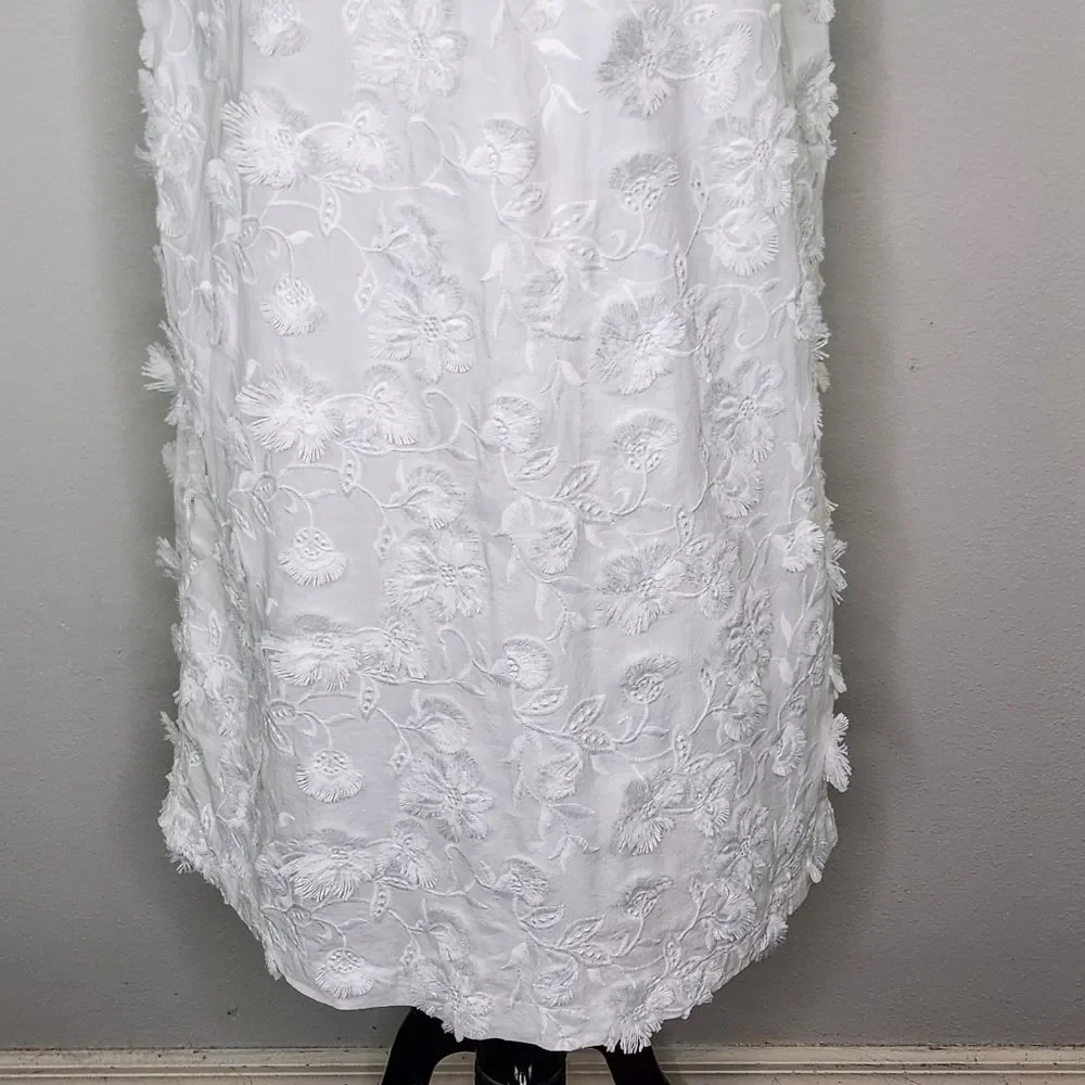 Ann Taylor White High Neck Halter Floral Applique' Mini A Line Dress Size M/L - Picture 8 of 12